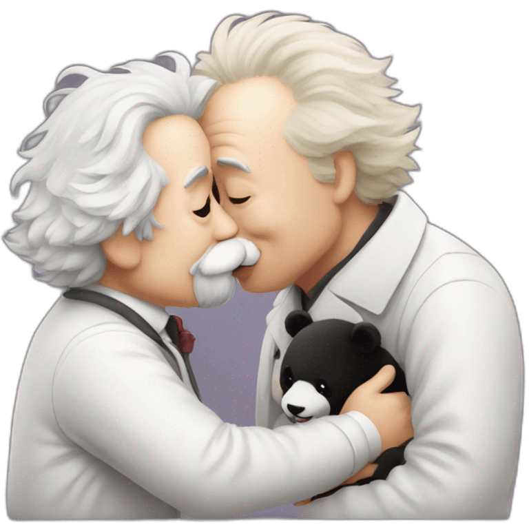 Albert Einstein kissing a panda emoji