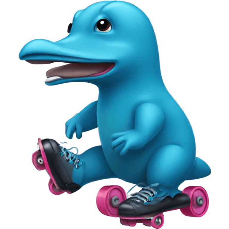 Blue Platypus wearing roller skates emoji