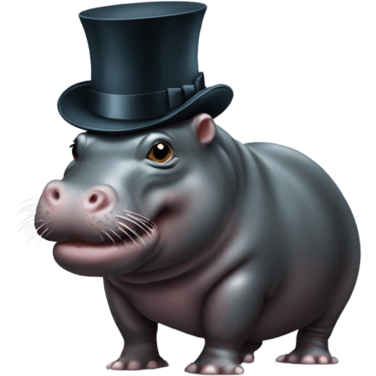 Pygmy hippo with top hat  emoji