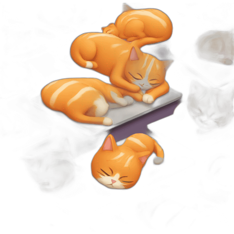 Orange colored cat sleeping on laptop emoji