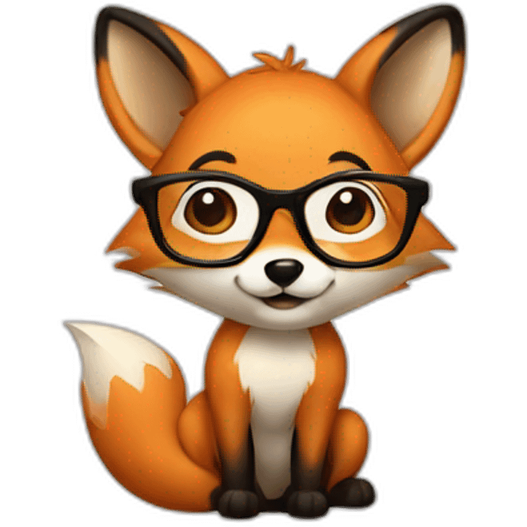 a fox with glasses and black hair tied as a bun emoji