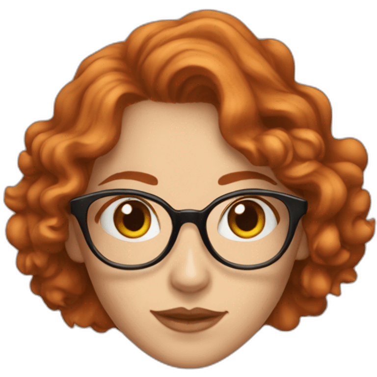 Woman; caucasian; roung transparent glasses; redhead; curly hair emoji