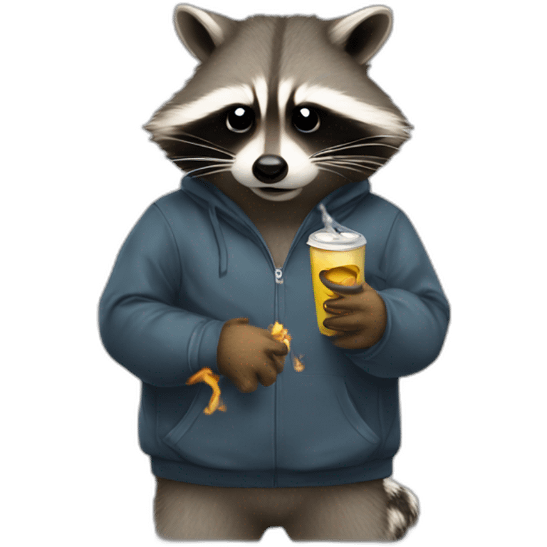 raccoon depress smoking fat join tracksuit  emoji