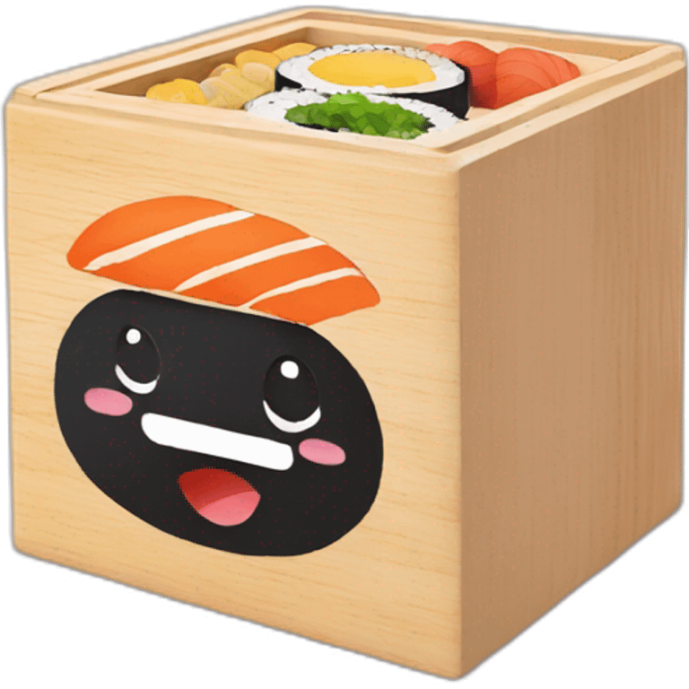 cute sushi bento wooden box emoji