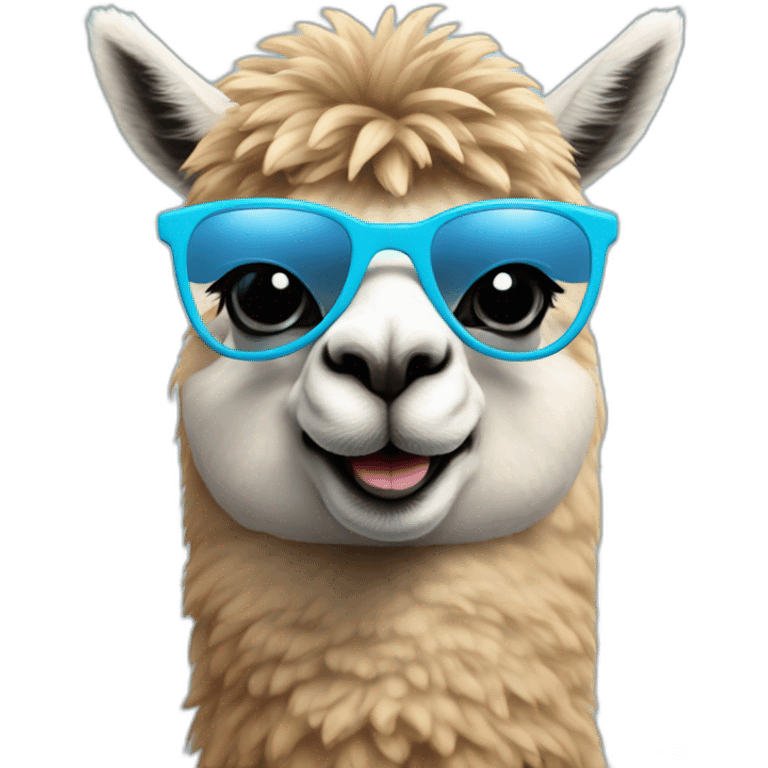 alpaca-with-sun-glasses-and-wearing-light-blue-shirt emoji