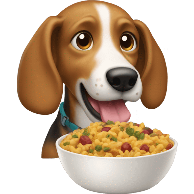 Trail hound eating big bowl of food emoji