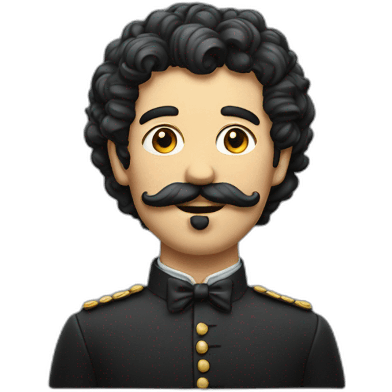 homme avec des cheuveux bouclée noir et une moustache emoji