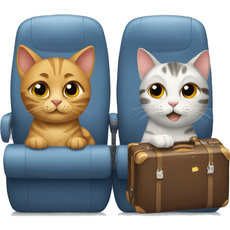 two cats on plane with luggage emoji