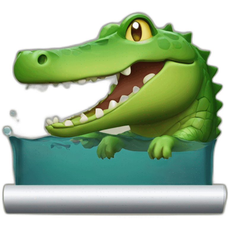 Un chat fenêtre sur un crocodile emoji