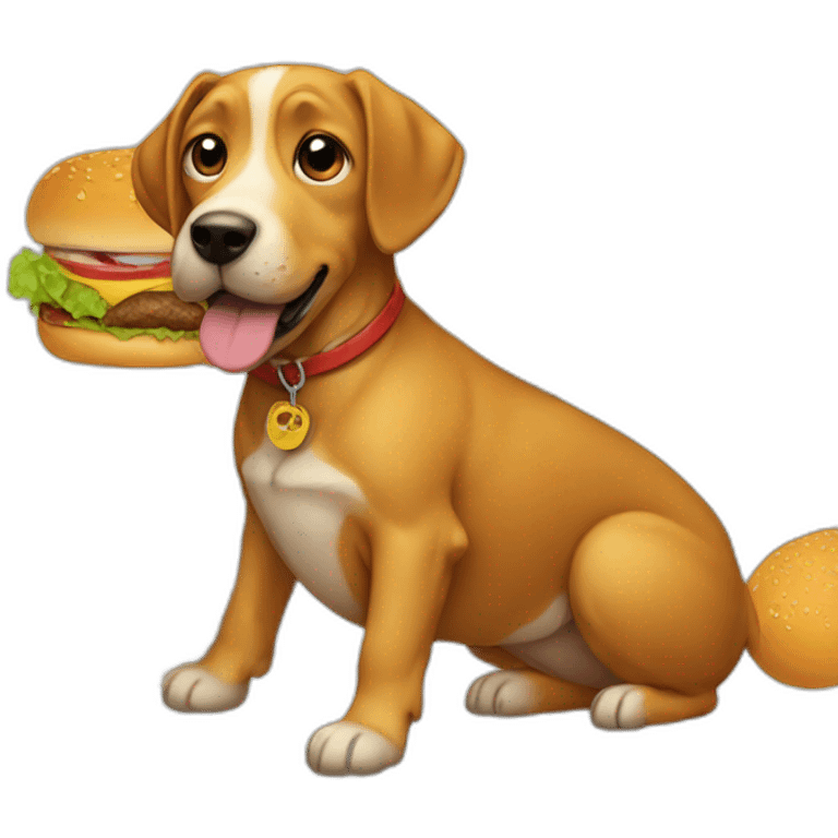 dog standing on burgers emoji