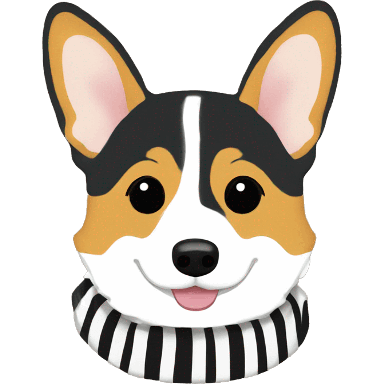 Corgi with black and yellow striped scarf emoji