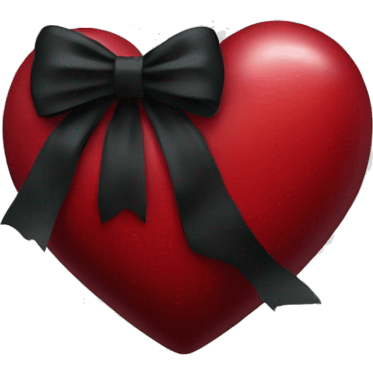 Dark red heart with black bow emoji