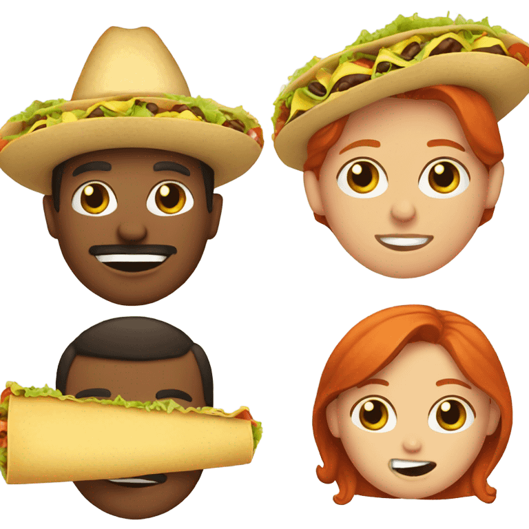 Mexican guy and redhead girl eating tacos emoji