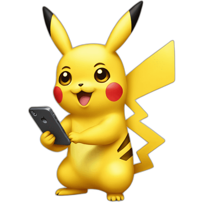 Pikachu using a phone emoji