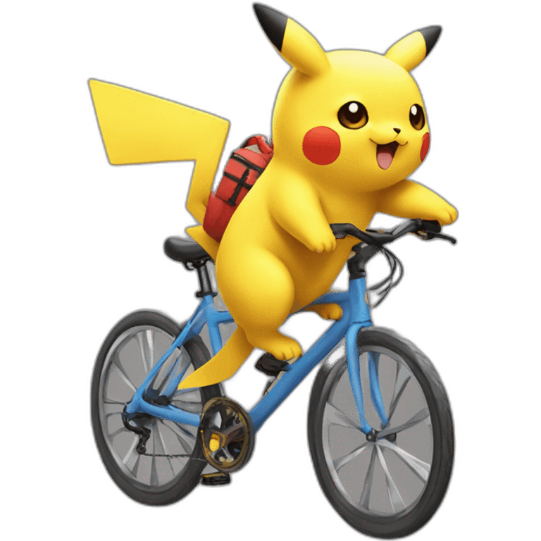 Pikachu riding a sport cat emoji