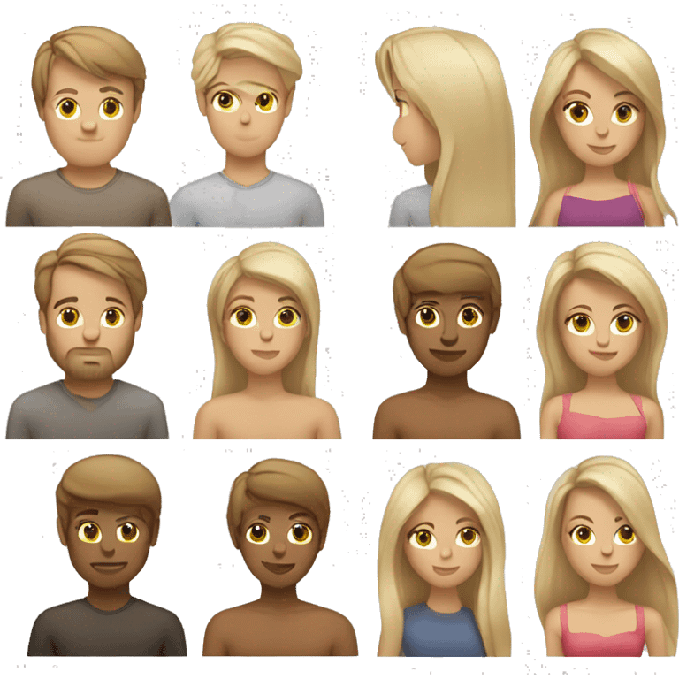 Man with brown short hair tan kiss women wiht blond long Straight hair emoji