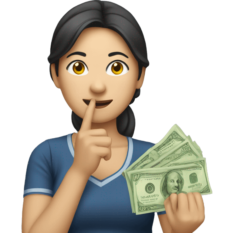 Vietnamese woman holding money to ear  emoji