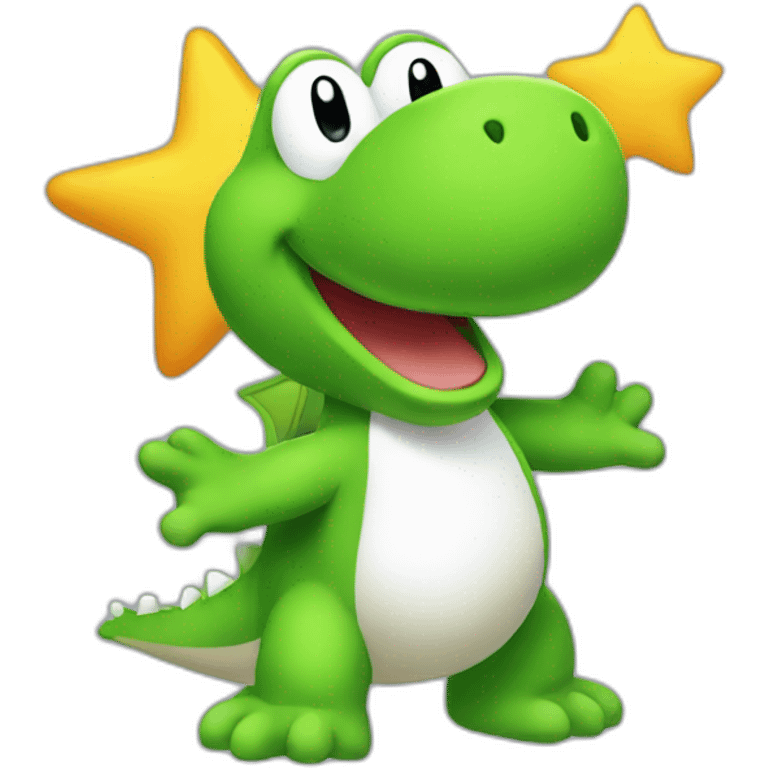 yoshi holding a star emoji