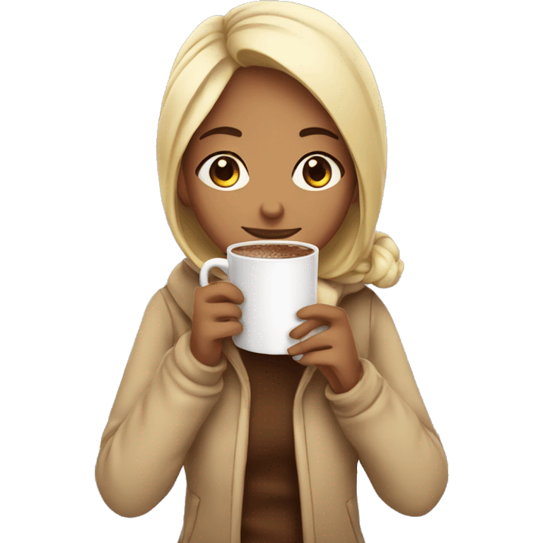 Girl drinking a cup of hot chocolate  emoji