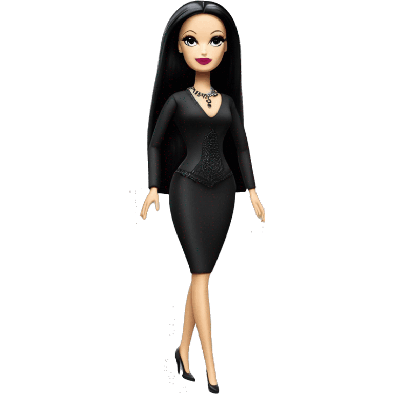 Dulcissima Barbie, Morticia Addams,cute funeralwear,showing off, show full body,accessories  emoji