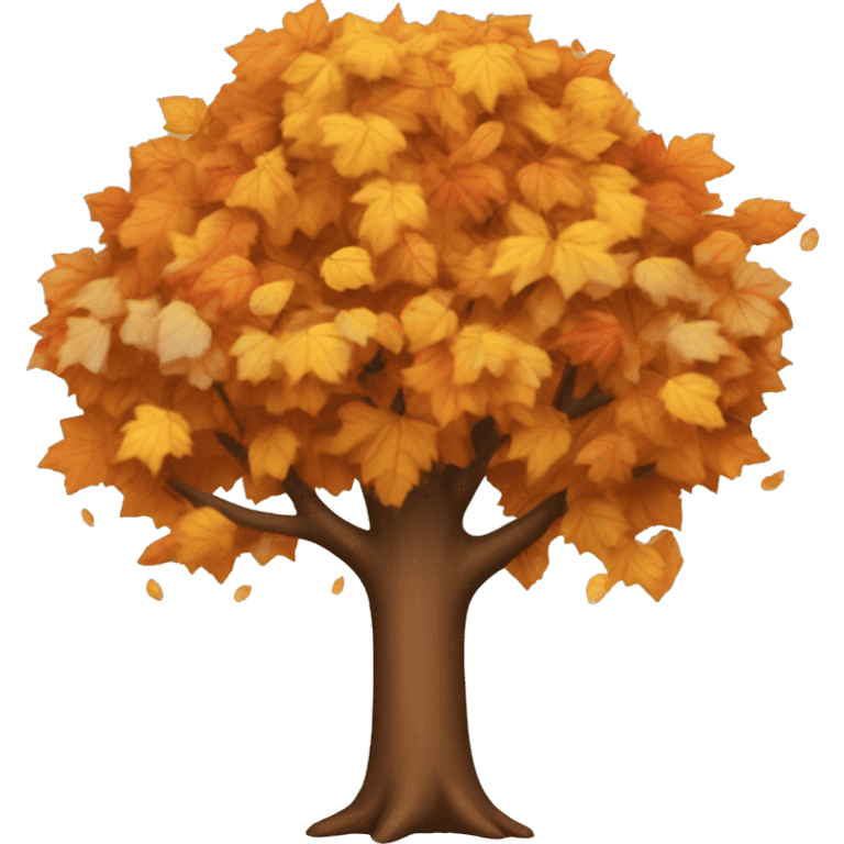 autumn tree with leaves falling  emoji