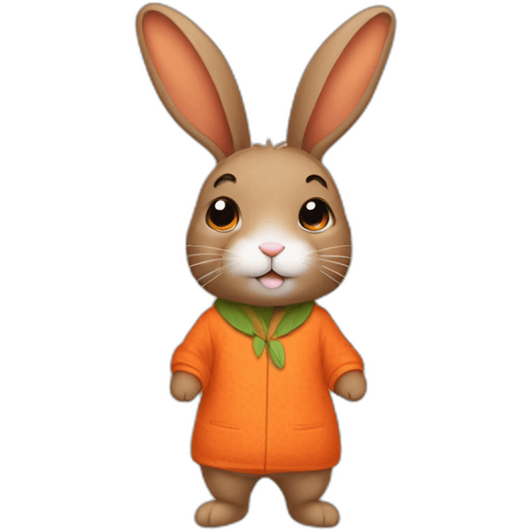 cute brown aesthetic rabbit dressed with carrots printed on his pajamas emoji