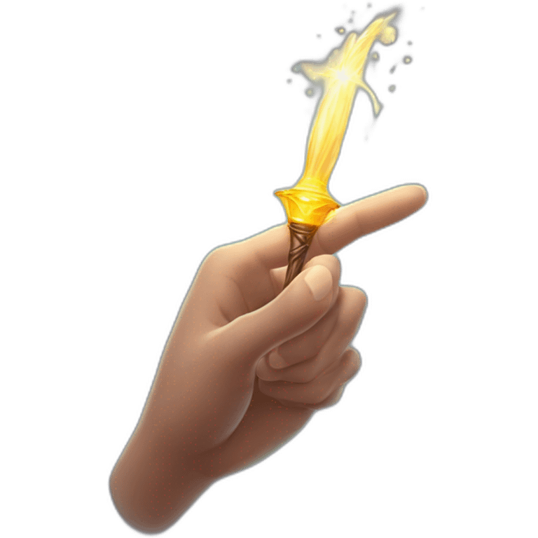 harry potter's hand with a wand throwing a spell with magic light emoji