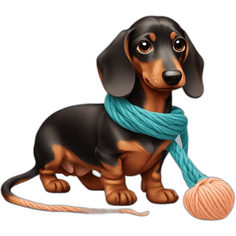 Daschund with yarn emoji