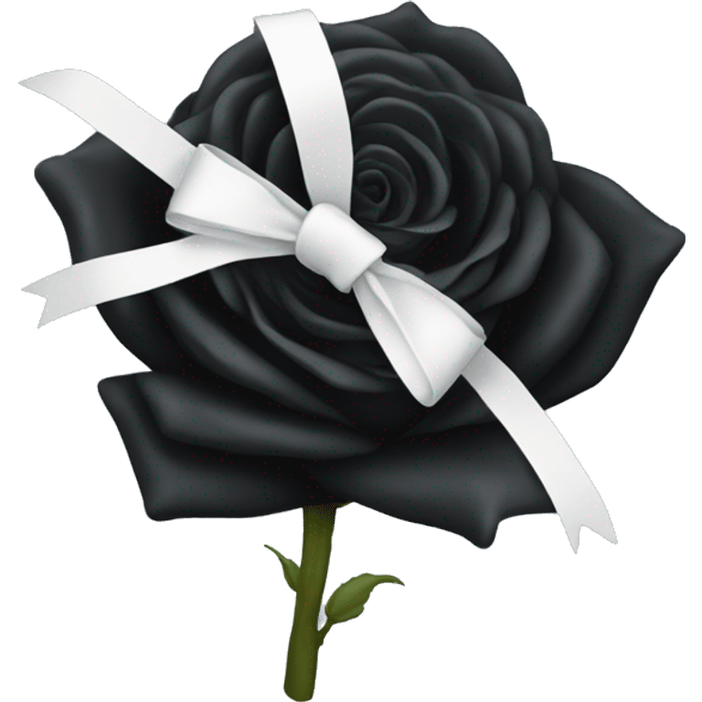 Black rose with a white bow emoji