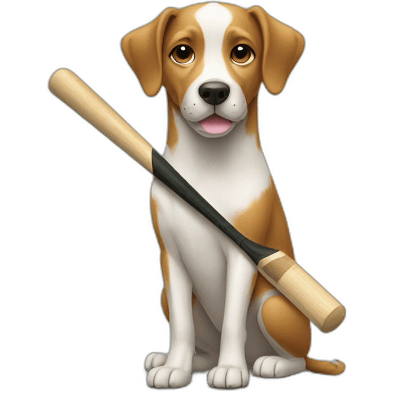 Dog with cricket bat emoji