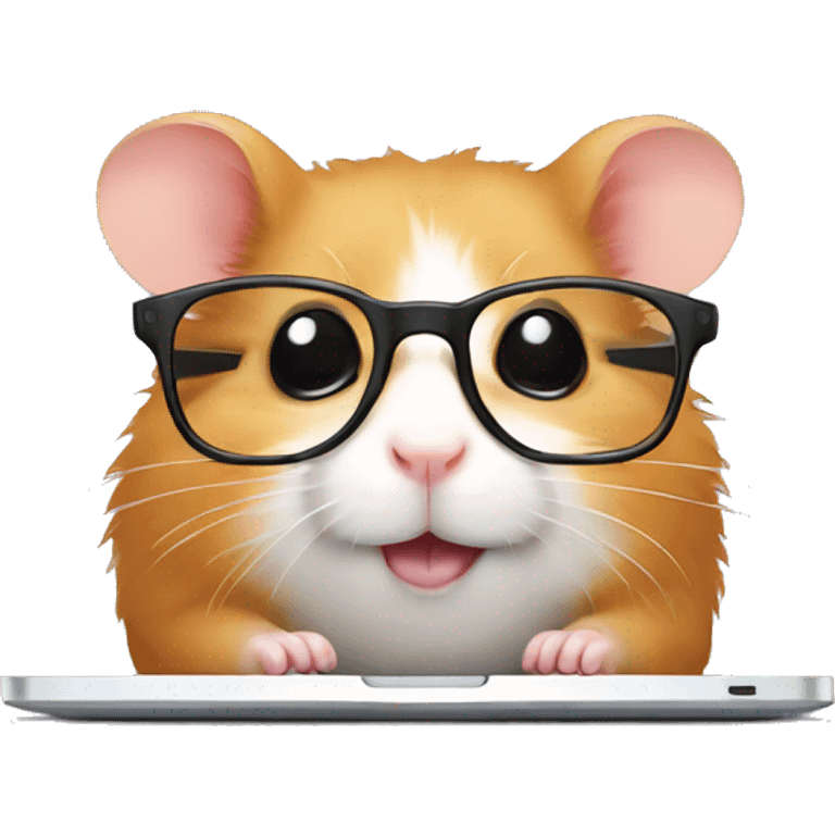 hamster in square glasses and laptop emoji