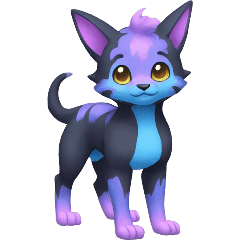 Cute cool black blue purple pink animal hybrid Fakemon full body emoji