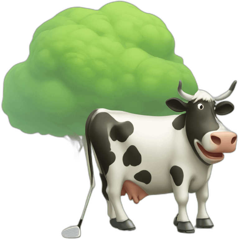 Golfing cow emoji