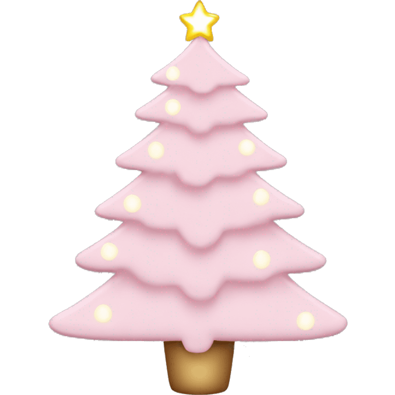 Light Pink Christmas tree with lights and ornaments emoji