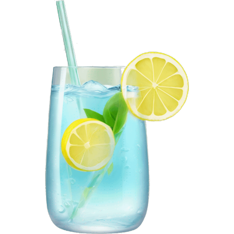 clear water with lemon in glass with bamboo lid and straw emoji