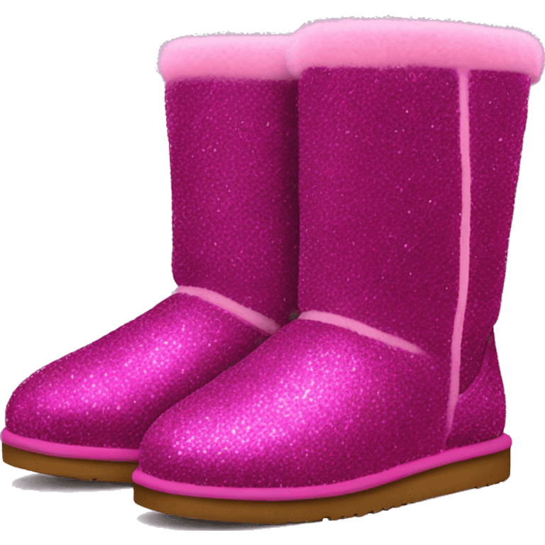 Realistic magenta glitter and fur Ugg boots. emoji