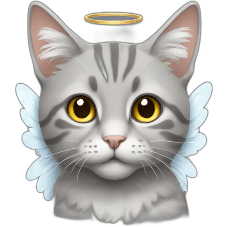 Grey tabby cat with angel wings emoji