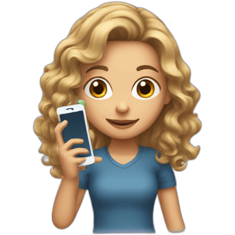 strigth hair withe girl playing with a cellphone emoji