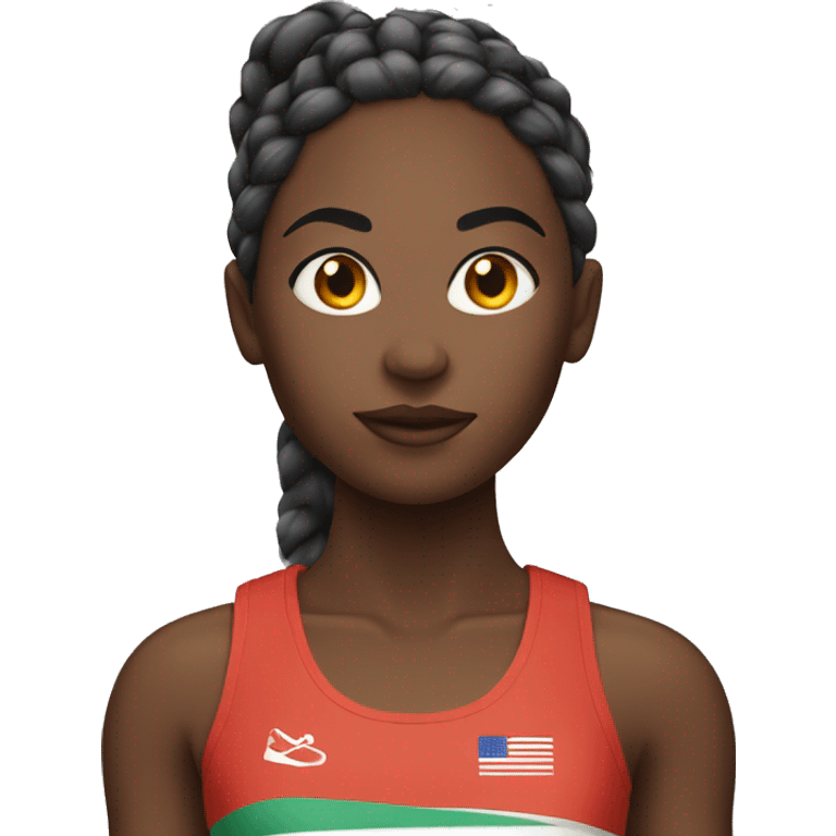 black female track runner with braids emoji