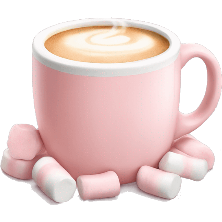 Light Pink mug of latte with marshmallows  emoji