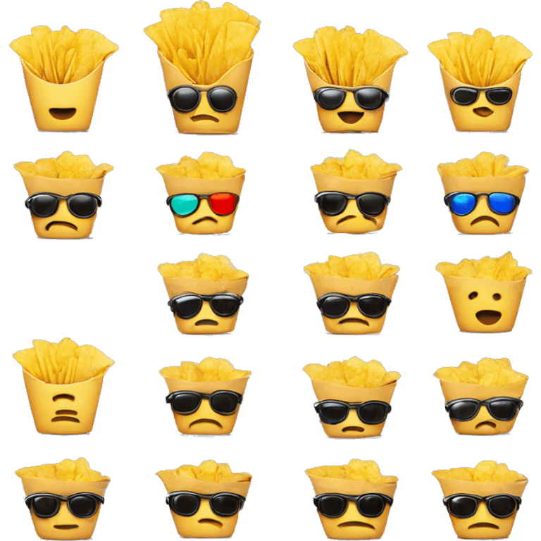 Bajs som äter chips med solglasögon emoji