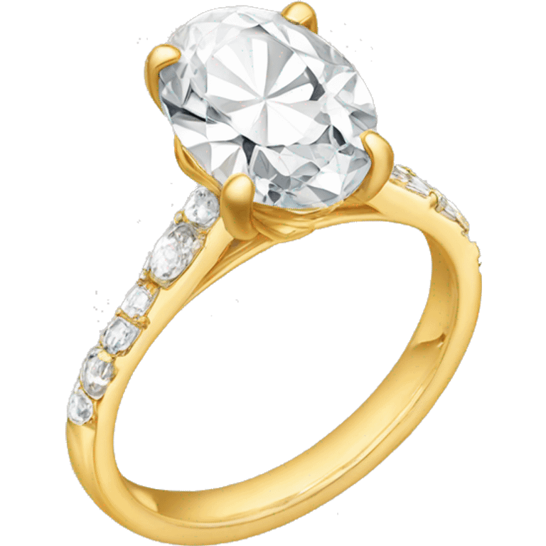 Gold engagement ring with oval diamond emoji