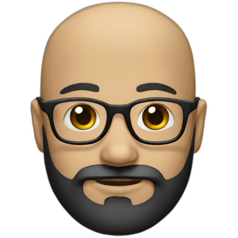 a bald man with a black beard and black glasses emoji