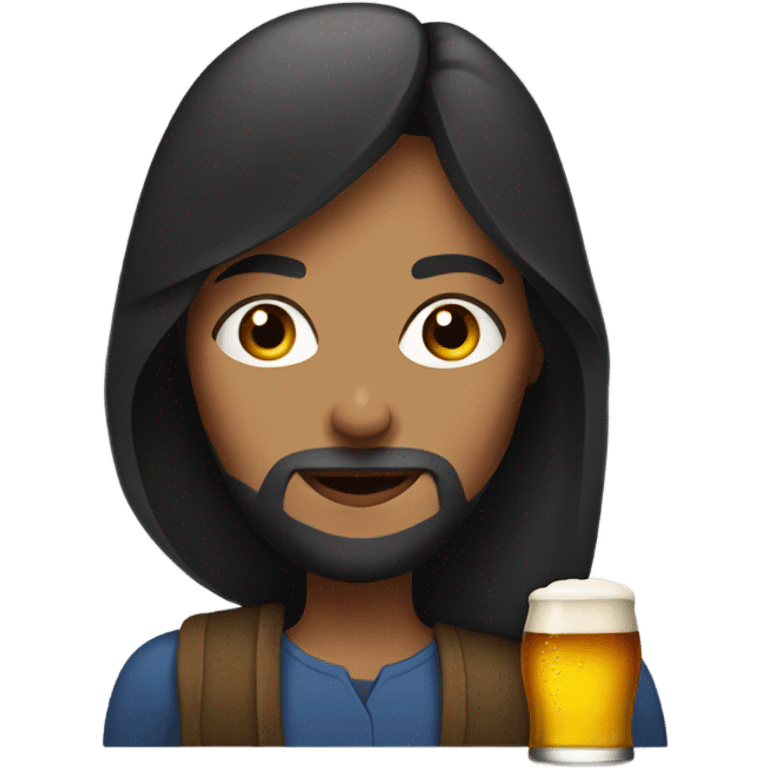 Woman with a beard and a beer emoji