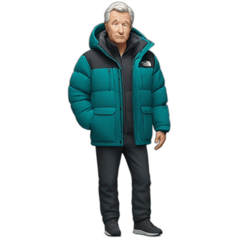 60 years old white men a bit fat with supreme north face jacket emoji