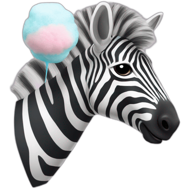 Zebra eats cotton candy emoji