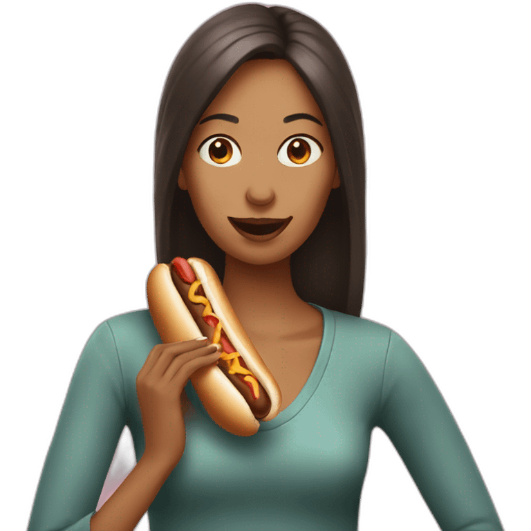 Woman eating hotdog emoji