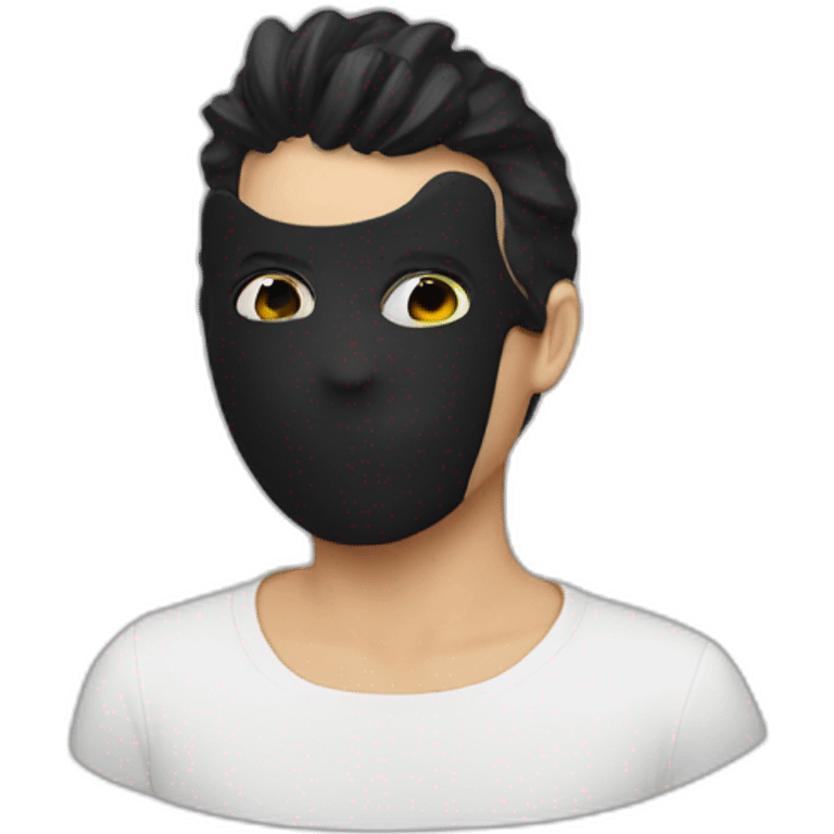 smile emoji in black mask latex emoji