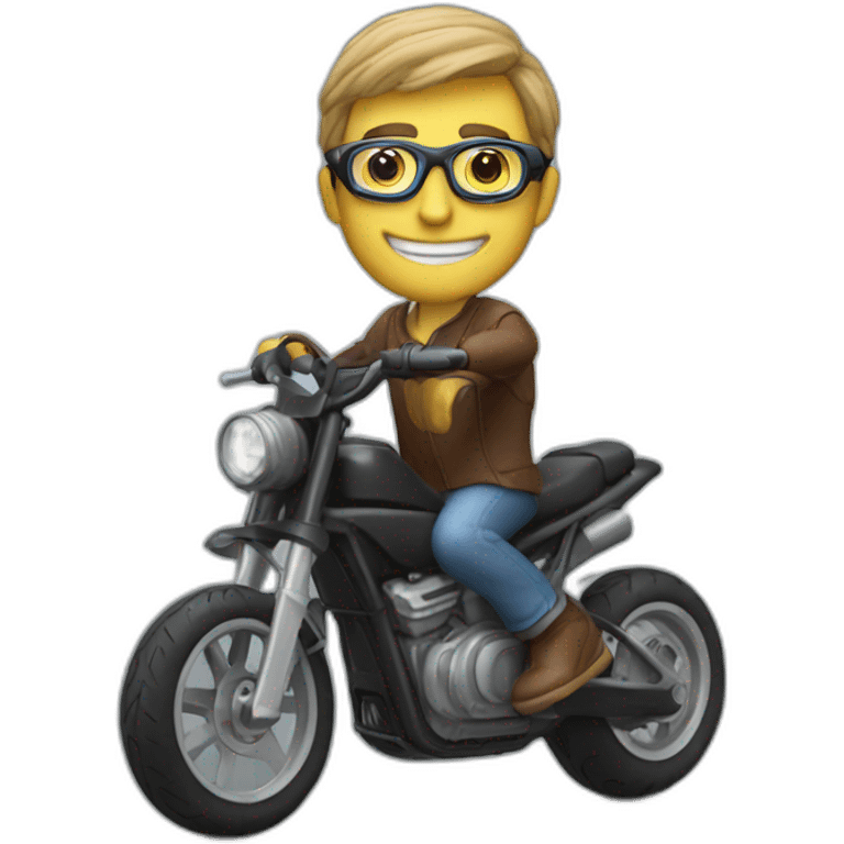 nice guy on a trial bike with helmet and glasses emoji