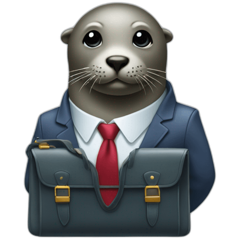 Seal in tie and with briefcase emoji